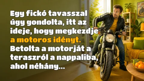 Egy fickó tavasszal úgy gondolta, itt az ideje, hogy megkezdje a motoros idényt. Betolta a motorját a teraszról a nappaliba, ahol néhány...