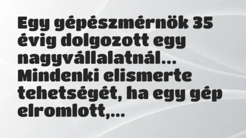 Vicc: Egy gépészmérnök 35 évig dolgozott egy nagyvállalatnál…