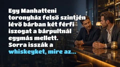 Egy Manhatteni toronyház felső szintjén lévő bárban két férfi iszogat a bárpultnál egymás mellett. Sorra isszák a whiskeyket, mire az...