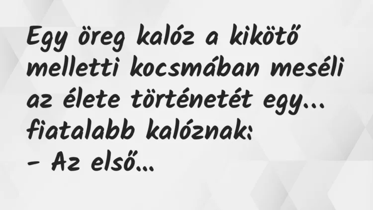 Vicc: Egy öreg kalóz a kikötő melletti kocsmában meséli az élete történetét… Vicc: Egy öreg kalóz a kikötő melletti kocsmában meséli az élete történetét…