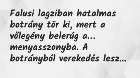 Vicc: Falusi lagziban hatalmas botrány tör ki, mert a vőlegény belerúg…