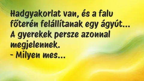 Vicc: Hadgyakorlat van, és a falu főterén felállítanak egy ágyút…