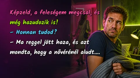 Képzeld, a feleségem megcsal, és még hazudozik is! – Honnan tudod? – Ma reggel jött haza, és azt mondta, hogy a nővérénél aludt....