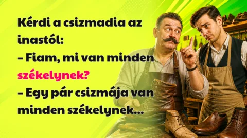 Kérdi a csizmadia az inastól: – Fiam, mi van minden székelynek? – Egy pár csizmája van minden székelynek...