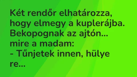 Vicc: Két rendőr elhatározza, hogy elmegy a kuplerájba. Bekopognak az ajtón…