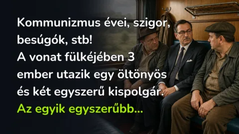 Kommunizmus évei, szigor, besúgók, stb! A vonat fülkéjében 3 ember utazik egy öltönyös és két egyszerű kispolgár. Az egyik egyszerűbb...