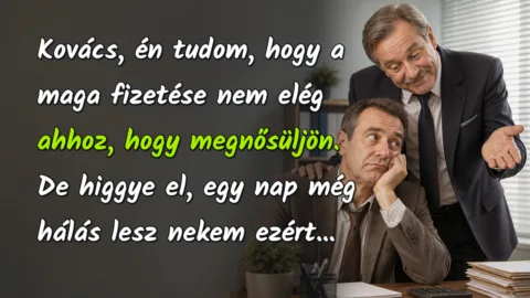 Kovács, én tudom, hogy a maga fizetése nem elég ahhoz, hogy megnősüljön. De higgye el, egy nap még hálás lesz nekem ezért...