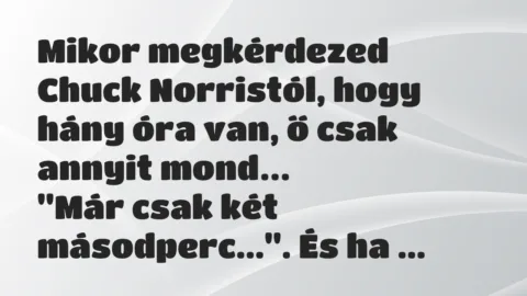 Vicc: Mikor megkérdezed Chuck Norristól, hogy hány óra van, ő csak annyit…