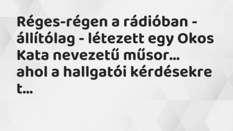 Vicc: Réges-régen a rádióban – állítólag – létezett egy Okos Kata nevezetű…