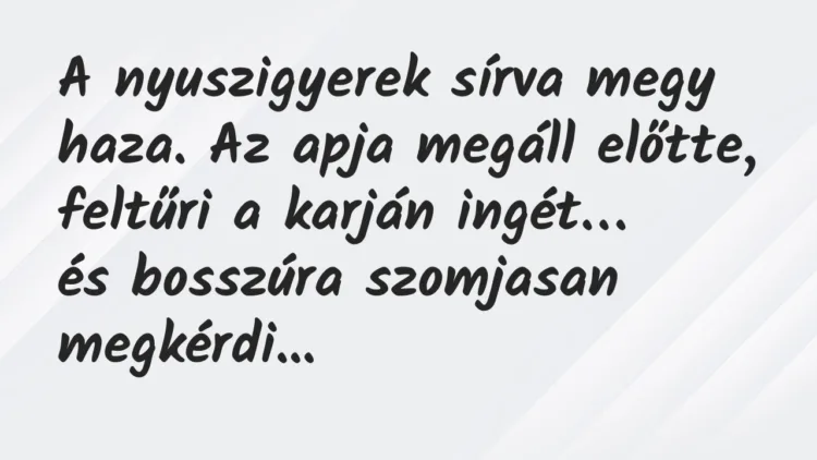 Viccek: A nyuszigyerek sírva megy haza. Az apja megáll előtte… Viccek: A nyuszigyerek sírva megy haza. Az apja megáll előtte…