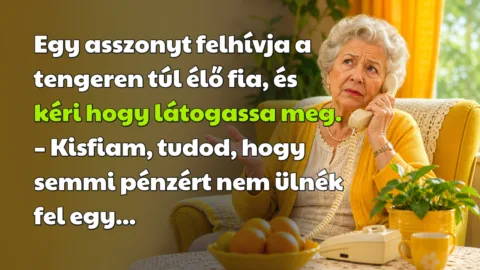 Egy asszonyt felhívja a tengeren túl élő fia, és kéri hogy látogassa meg. – Kisfiam, tudod, hogy semmi pénzért nem ülnék fel egy...
