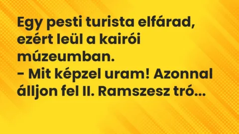 Viccek: Egy pesti turista elfárad, ezért leül a kairói múzeumban…