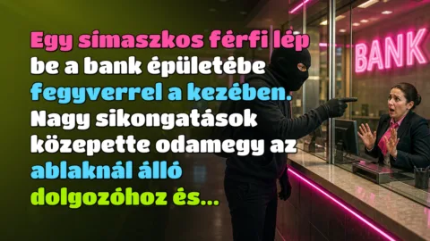 Egy símaszkos férfi lép be a bank épületébe fegyverrel a kezében. Nagy sikongatások közepette odamegy az ablaknál álló dolgozóhoz és...