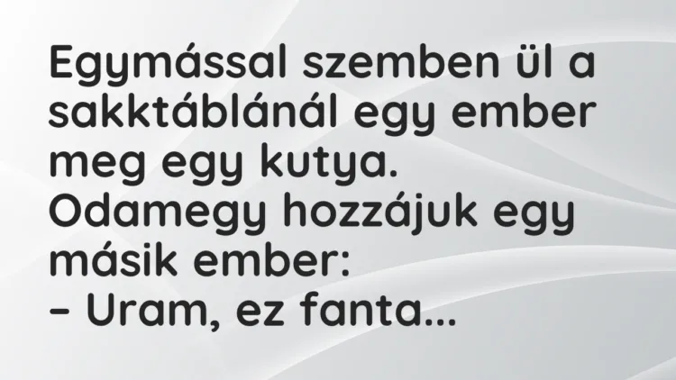 Viccek: Egymással szemben ül a sakktáblánál egy ember meg egy kutya… Viccek: Egymással szemben ül a sakktáblánál egy ember meg egy kutya…
