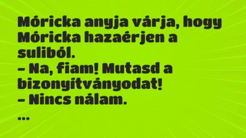 Viccek: Móricka anyja várja, hogy Móricka hazaérjen a suliból…