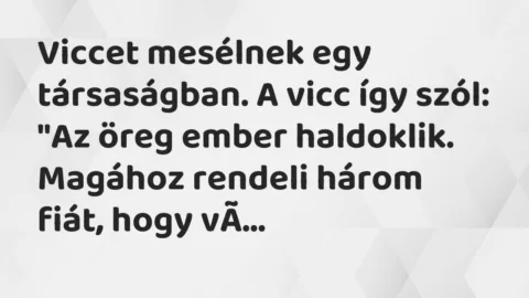 Viccek: Viccet mesélnek egy társaságban. A vicc így szól…
