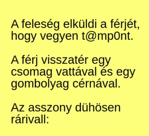 Vicc: A feleség elküldi a férjét, hogy vegyen t@mp0nt
