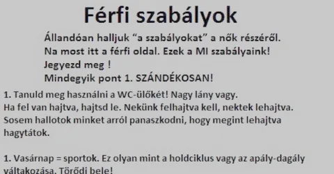 Vicc: Férfi szabályok nőknek :)