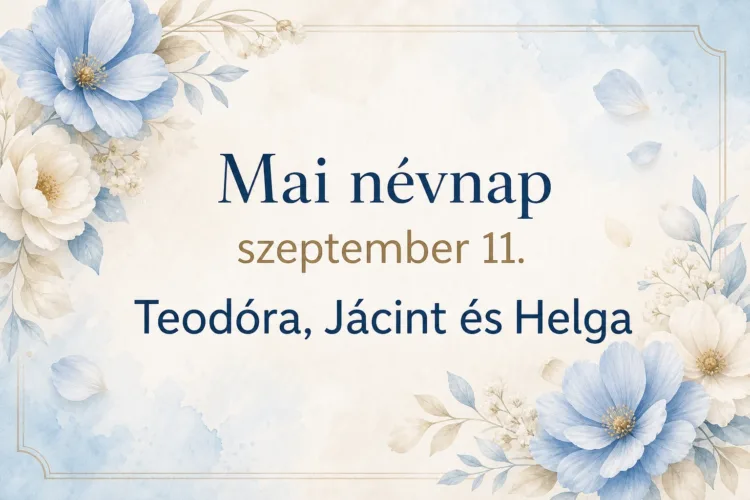 Mai névnap – szeptember 11.: Teodóra, Jácint és Helga Mai névnap – szeptember 11.: Teodóra, Jácint és Helga