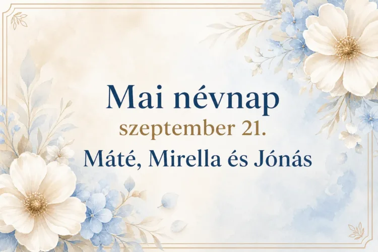 Mai névnap – szeptember 21.: Máté, Mirella és Jónás Mai névnap – szeptember 21.: Máté, Mirella és Jónás