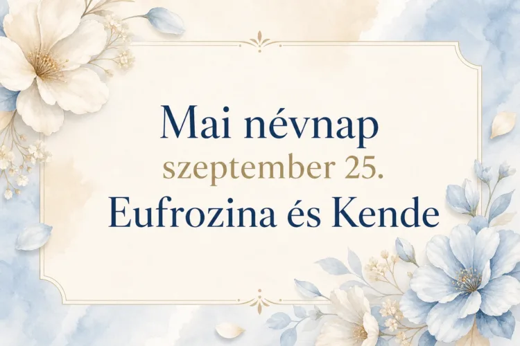 Mai névnap – szeptember 25.: Eufrozina és Kende Mai névnap – szeptember 25.: Eufrozina és Kende
