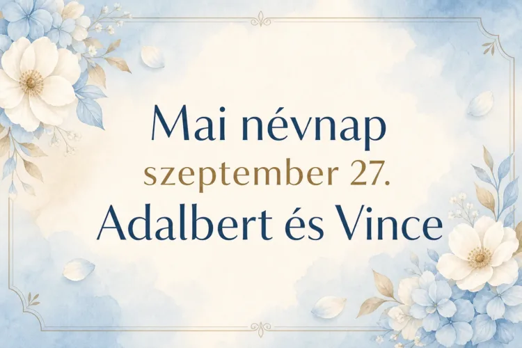 Mai névnap – szeptember 27.: Adalbert és Vince Mai névnap – szeptember 27.: Adalbert és Vince