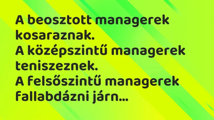 Vicc: A beosztott managerek kosaraznak… Vicc: A beosztott managerek kosaraznak…