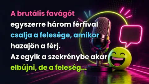 A brutális favágót egyszerre három férfival csalja a felesége, amikor hazajön a férj. Az egyik a szekrénybe akar elbújni, de a feleség...