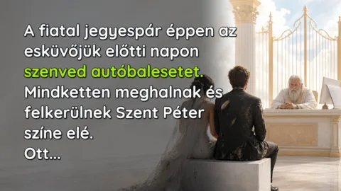 A fiatal jegyespár éppen az esküvőjük előtti napon szenved autóbalesetet. Mindketten meghalnak és felkerülnek Szent Péter színe elé. Ott...