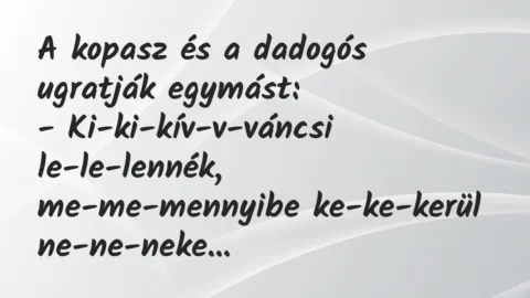 Vicc: A kopasz és a dadogós ugratják egymást…