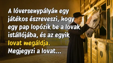 A lóversenypályán egy játékos észreveszi, hogy egy pap lopózik be a lovak istállójába, és az egyik lovat megáldja. Megjegyzi a lovat...
