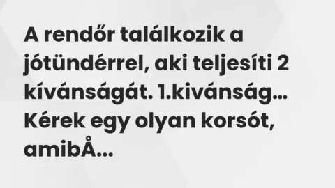Vicc: A rendőr találkozik a jótündérrel, aki teljesíti 2 kívánságát…