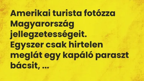 Vicc: Amerikai turista fotózza Magyarország jellegzetességeit…