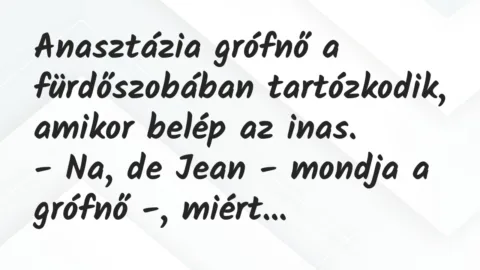 Vicc: Anasztázia grófnő a fürdőszobában tartózkodik, amikor belép az inas…