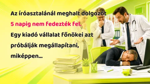 Az íróasztalánál meghalt dolgozót 5 napig nem fedezték fel. Egy kiadó vállalat főnökei azt próbálják megállapítani, miképpen...