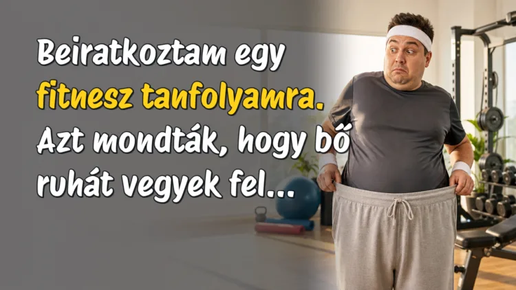 Vicc: Beiratkoztam egy fitnesz tanfolyamra. Azt mondták, hogy bő ruhát vegyek... Beiratkoztam egy fitnesz tanfolyamra. Azt mondták, hogy bő ruhát vegyek fel...