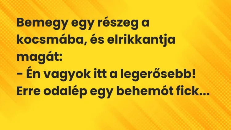 Vicc: Bemegy egy részeg a kocsmába, és elrikkantja magát… Vicc: Bemegy egy részeg a kocsmába, és elrikkantja magát…