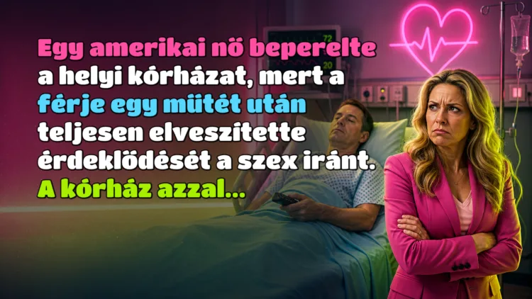 Vicc: Egy amerikai nő beperelte a helyi kórházat, mert a férje egy műtét után... Egy amerikai nő beperelte a helyi kórházat, mert a férje egy műtét után teljesen elveszítette érdeklődését a szex iránt. A kórház azzal...