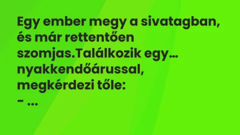 Vicc: Egy ember megy a sivatagban, és már rettentően szomjas…