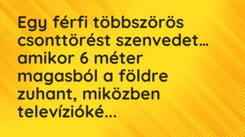 Vicc: Egy férfi többszörös csonttörést szenvedet, amikor 6 méter magasból…