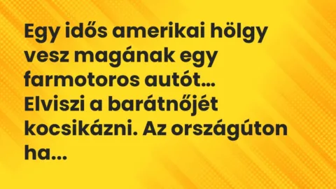 Vicc: Egy idős amerikai hölgy vesz magának egy farmotoros autót…
