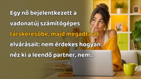 Egy nő bejelentkezett a vadonatúj számítógépes társkeresőbe, majd megadta az elvárásait: nem érdekes hogyan néz ki a leendő partner, nem...