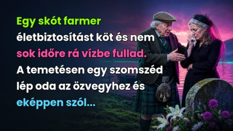 Egy skót farmer életbiztosítást köt és nem sok időre rá vízbe fullad. A temetésen egy szomszéd lép oda az özvegyhez és eképpen szól...