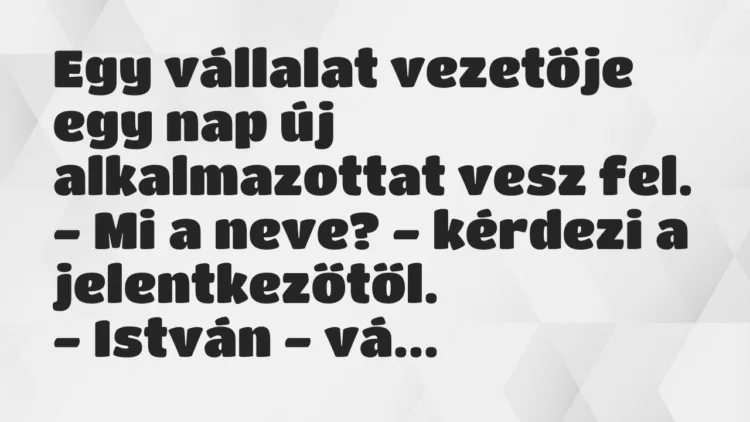 Vicc: Egy vállalat vezetője egy nap új alkalmazottat vesz fel… Vicc: Egy vállalat vezetője egy nap új alkalmazottat vesz fel…