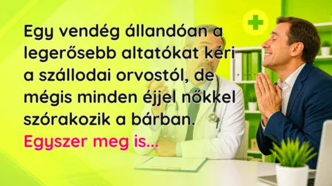 Egy vendég állandóan a legerősebb altatókat kéri a szállodai orvostól, de mégis minden éjjel nőkkel szórakozik a bárban. Egyszer meg is...