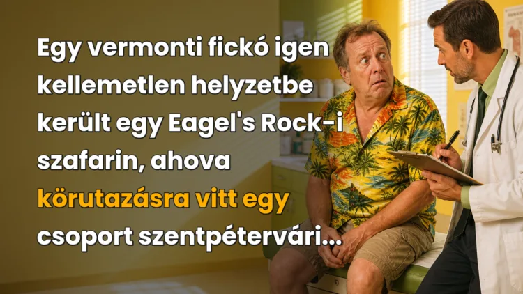 Vicc: Egy vermonti fickó igen kellemetlen helyzetbe került egy Eagel's Rock-i... Egy vermonti fickó igen kellemetlen helyzetbe került egy Eagel's Rock-i szafarin, ahova körutazásra vitt egy csoport szentpétervári...