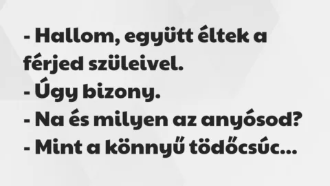 Vicc: Hallom, együtt éltek a férjed szüleivel…