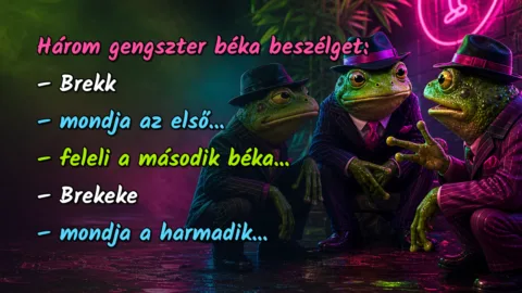 Három gengszter béka beszélget: – Brekk – mondja az első... – feleli a második béka... – Brekeke – mondja a harmadik...