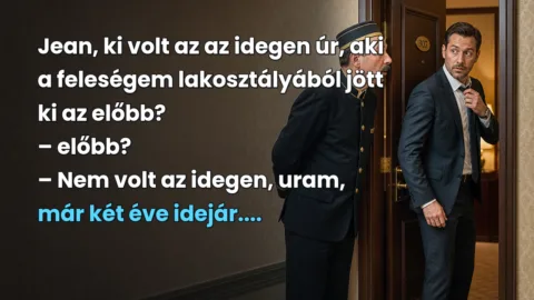 Jean, ki volt az az idegen úr, aki a feleségem lakosztályából jött ki az előbb? – előbb? – Nem volt az idegen, uram, már két éve idejár....