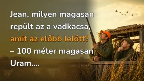 Jean, milyen magasan repült az a vadkacsa, amit az előbb lelőtt? – 100 méter magasan Uram....